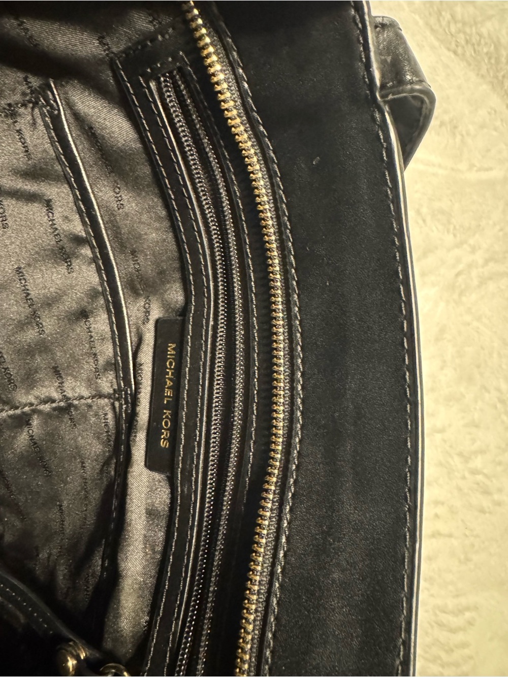 Michael Kors Black Pebbled Leather Tote with Gold Accents - Picture 5 of 8